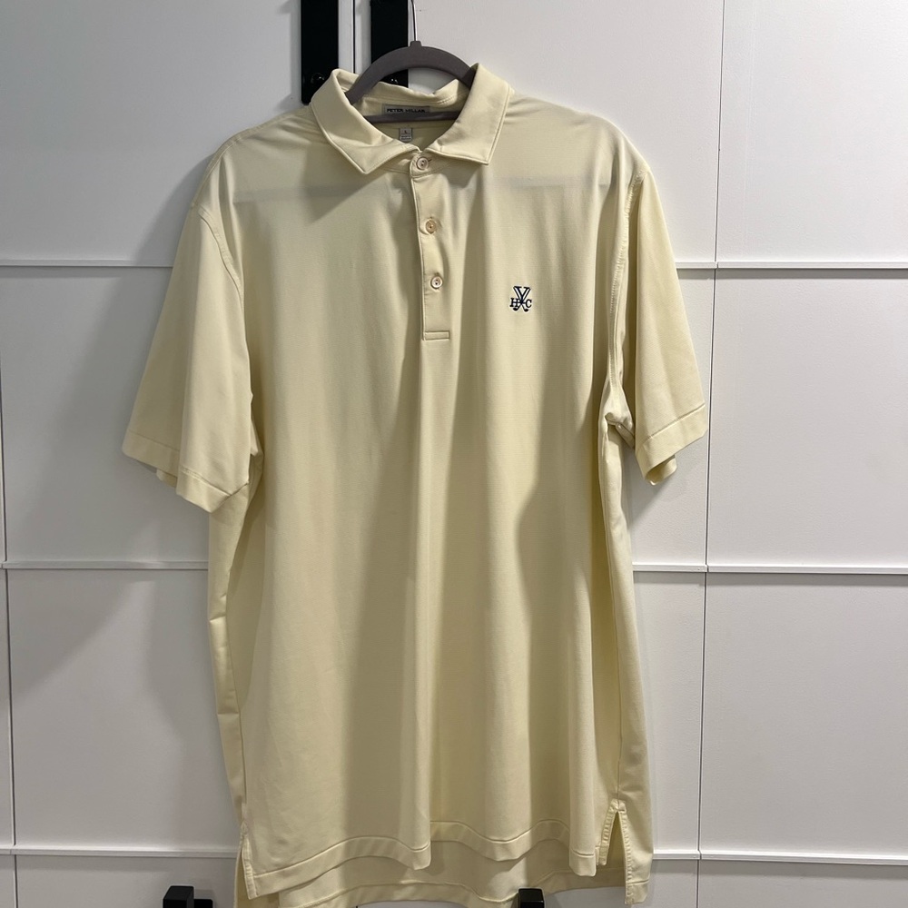 Peter Millar Summer Comfort Polo Large Yeamans Hall Golf Club Yellow Striped